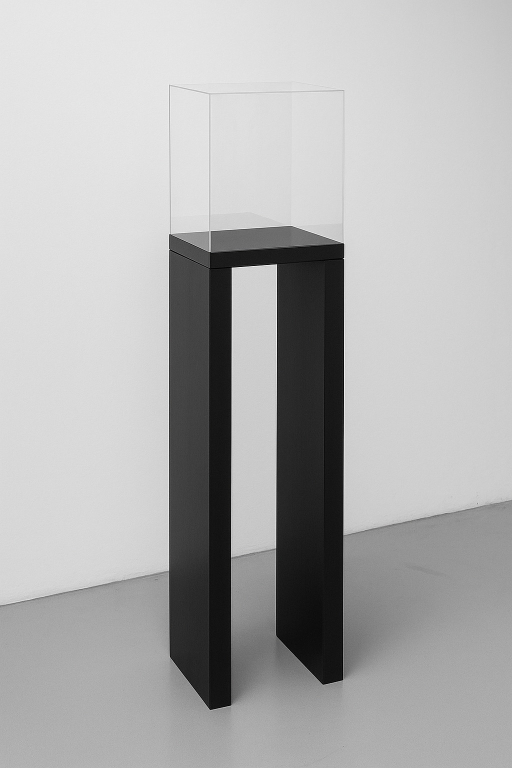 totem con teca in plexiglass per mostre